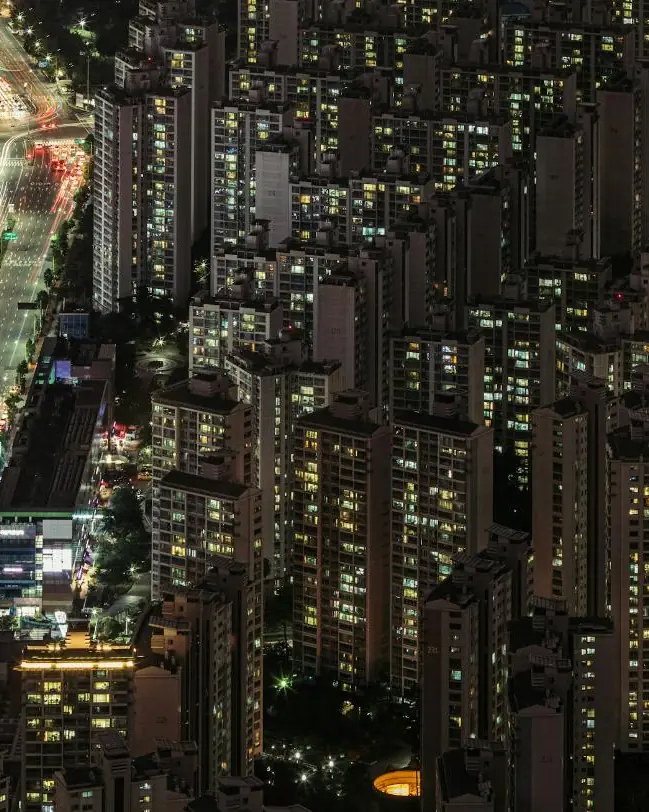 밤의 강남 주거지 전경